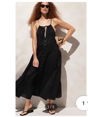 J. Crew Black Tiered Voile Midi Sundress